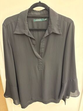 Ralph Lauren Black Split V-Neck Tunic